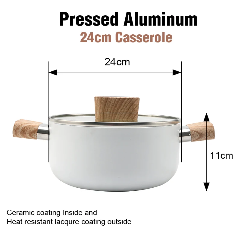 New Design Cheap High Quality Wooden Handle Korean Ceramic White Casserole
