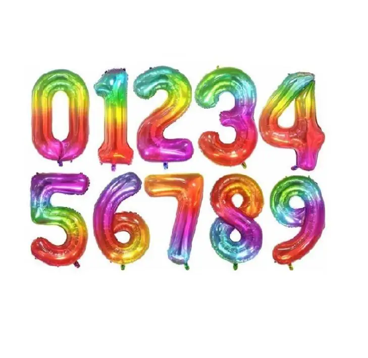 40 дюймов желейные радужные цифры, фольгированные воздушные шары, гелиевые украшения для свадебной вечеринки