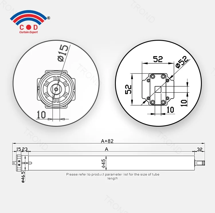AOK 45 mm AM45-50/12 Smart Eco-friendly Electronic Limit With Quiet Design Remote Control Rechargeable Battery Tubular Motor