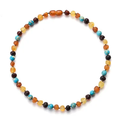 Natural Stone Baltic Ember  Necklace for Baby Turquoises Ember  Beads Necklace Bracelet Ember  Jewelry for Kid