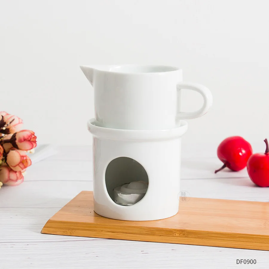 Customized White Unique Luxury Empty Ceramic Candle Jars With Spout Coffee Cups
