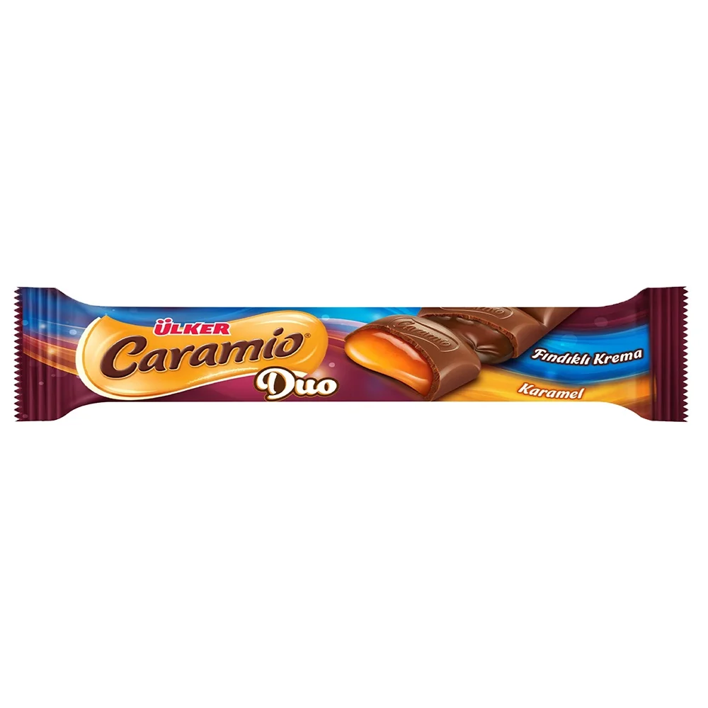 Ulker Caramio Duo Hazelnut Cream Caramel Chocolate 32 gr x 144 All Time Fresh Stock wholesale From Turkey