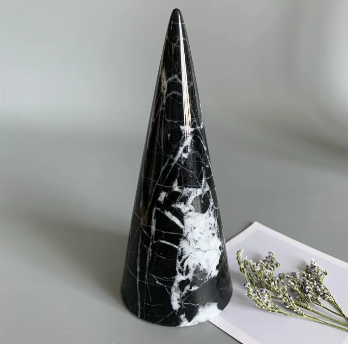  Полка для хранения колец из натурального камня черный мрамор украшения