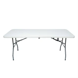 6FT Fold- in -Half Foldable Plastic Picnic Party 4cm Thickness Dining Camping Table For Custom
