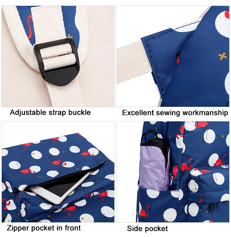 
2021 Hot Sale Custom Logo Printing 3pcs Women Backpack School Bags With Lunch Box Set 