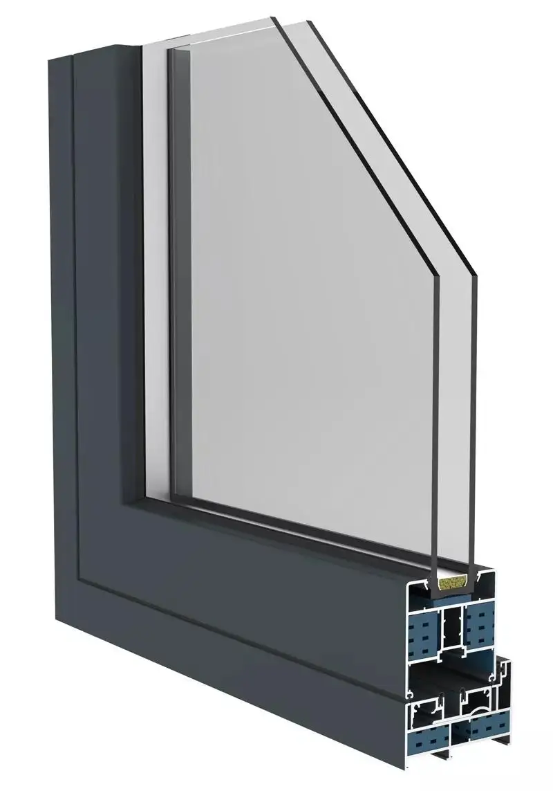 Double Glass Hidden Hinge Opening Black Aluminum Profiles Extrus Frame Factori Aluminium Window