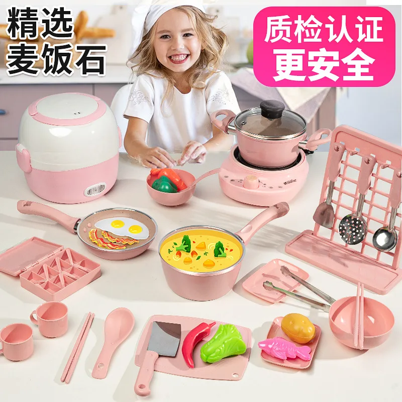Portable play DIY mini kitchen toys real cooking set for kids 40 pcs set
