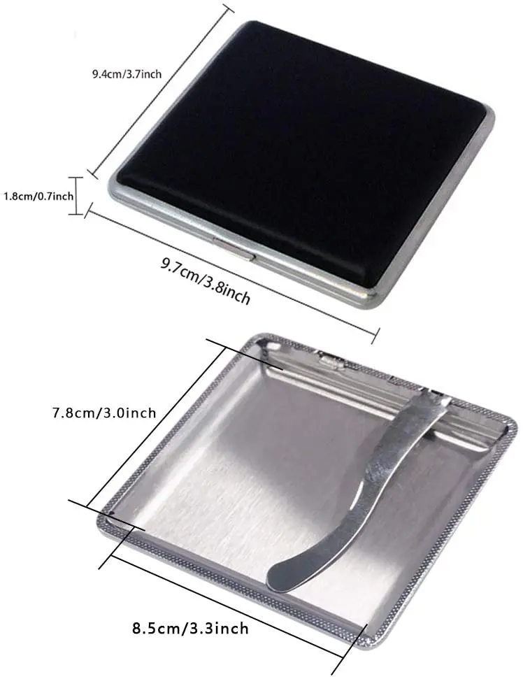 2021 Factory wholesale Leather Black Cigarette Case Holds 20 Cigarette for Regular Size