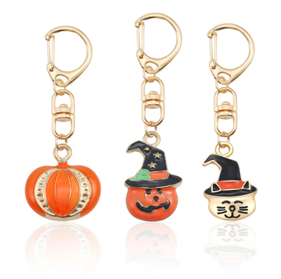
Creative Halloween keychain Dripping Magic Pumpkin Hat Cat Keychains Bag Pendant 03KC173 