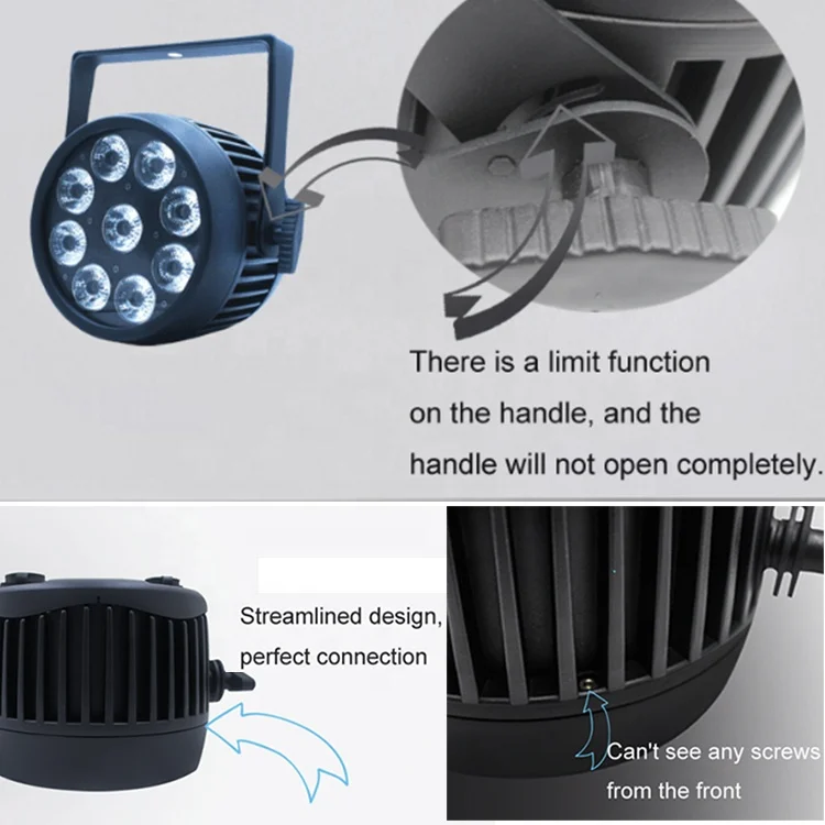 OLED display built-in wireless battery powered led stage lighting 9x18w outdoor touch button par led stage light