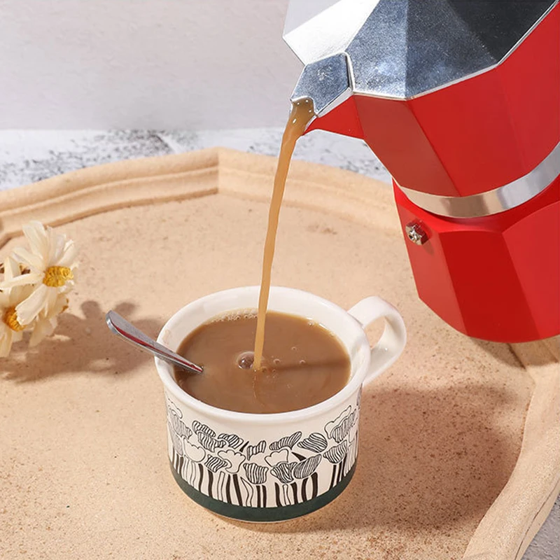 Кофейник Moka алюминиевый кофейник с 6 чашками для индукции в классическом итальянском стиле мягкой ручкой