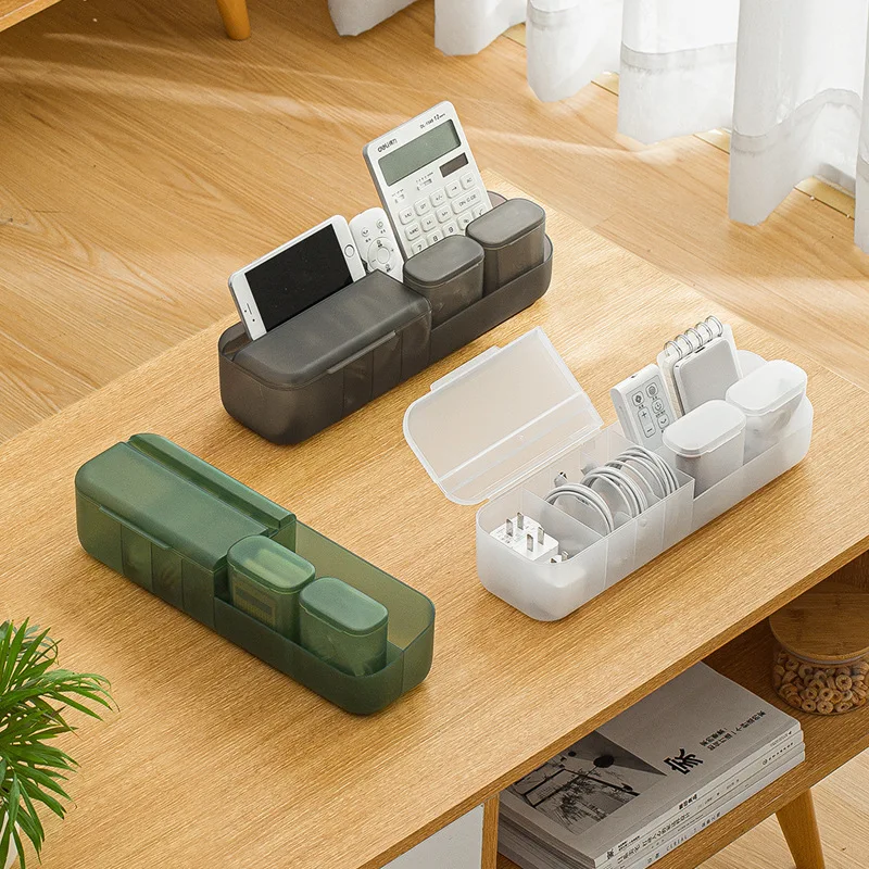 Wholesale Portable Plastic Desktop Mobile Phone Charging Data Cable Power Wire Storage Box Organizer