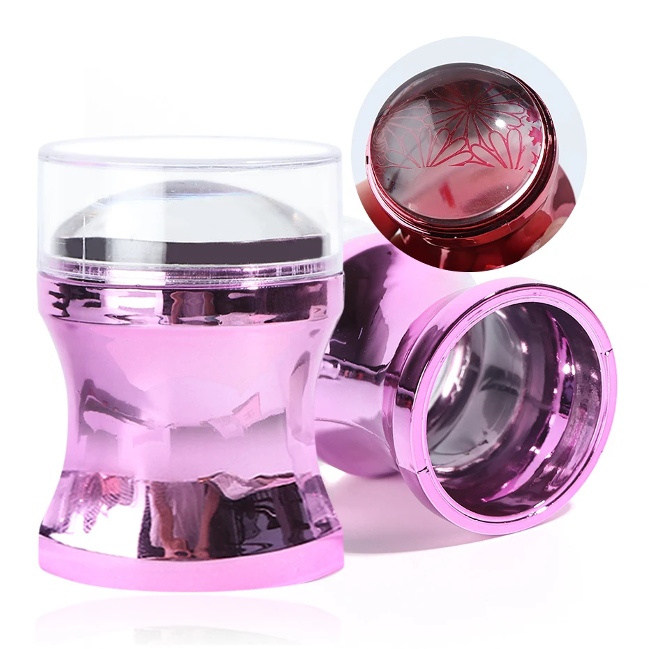 Newest 3.8cm Metallic Mirror Nail Art Plastic Stamper Clear Jelly Silicone Plate Scraper Polish Stamping Plate Tools