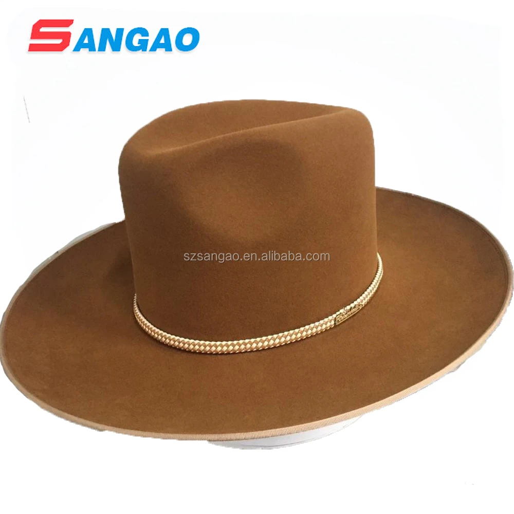wholesale brown traditional fedora hat top with white lining and can print logo