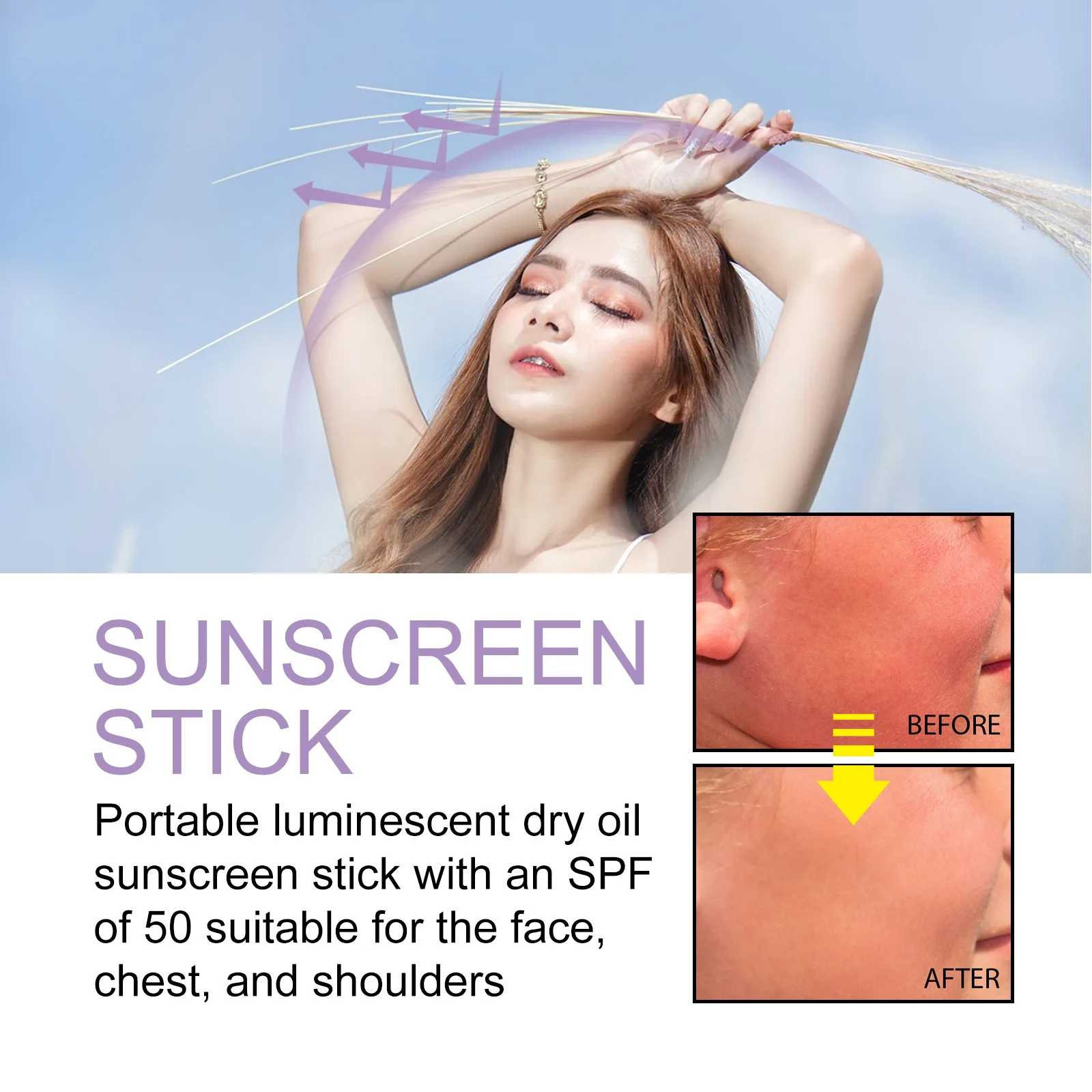 Outdoor Protection Natural Brightening Skin Refreshing Hydrating Non-greasy Lavender UV SPF 50 Sunscreen