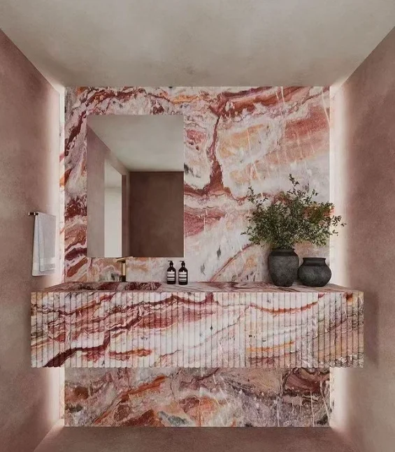 Venice Pink marble interior design furniture sales wall panels interior home decoration marble stone mosaic for indoor wall