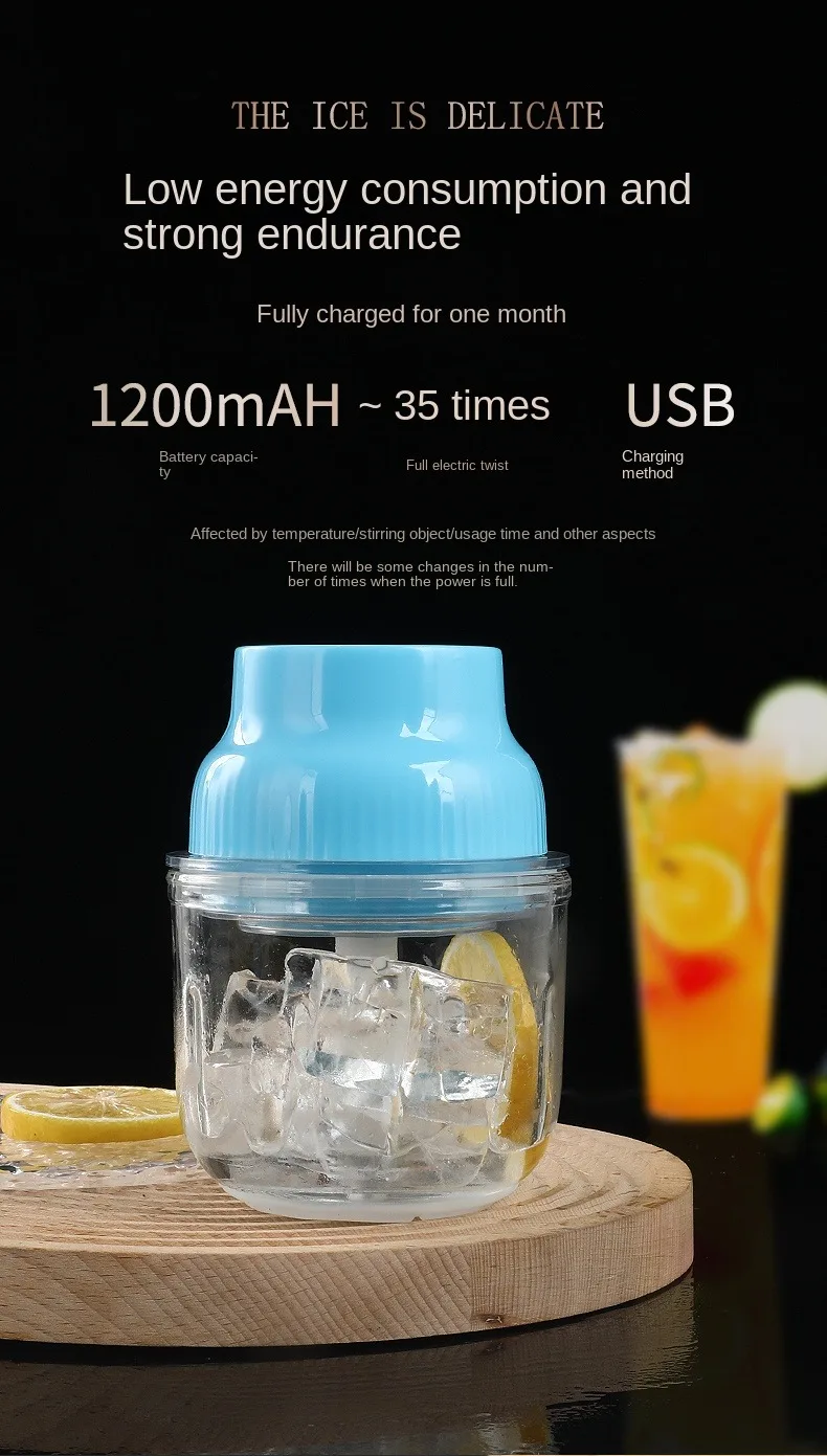 Mini Food Chopper Kitchen USB Charging Juice Blender Mixer Ice Block Breaker with food grade glass bowl 350ml