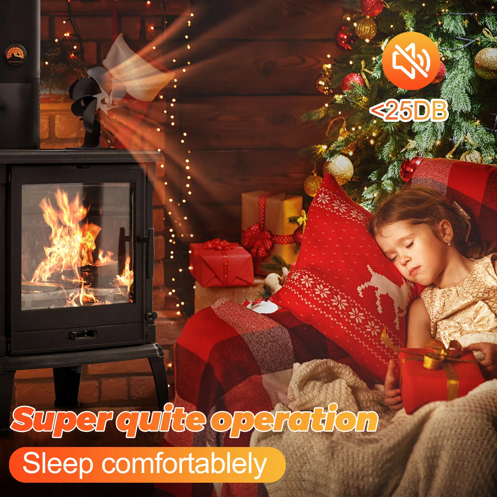 USA Warehouse in Stock Aluminum 6 Blade Leaf Heat Powered Stove Fireplace Fan Heat Powered Stove Fan for Home Living Room