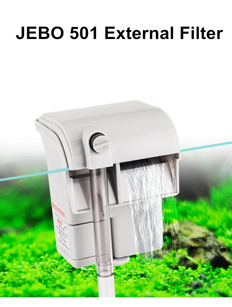 JEBO 501/502/503 Aquarium Hang On Filter Mini Slim Filter Waterfall Water Circulation Filter for Fish Tank