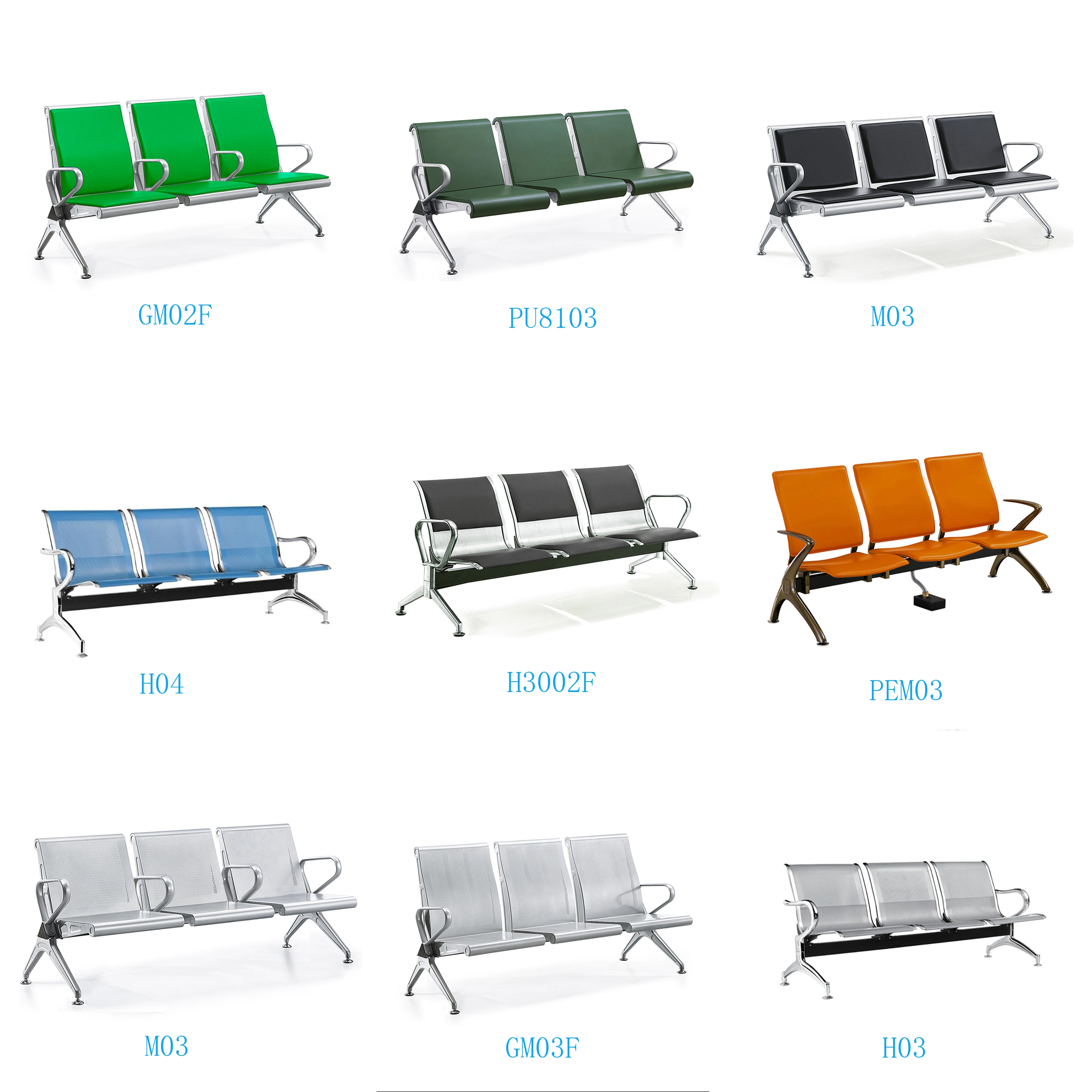 Waco Steel Bench Seating  4 Seats Metal Frame Airport Waiting Chair For Public Area