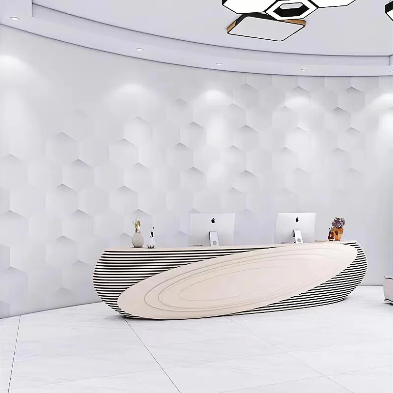 Office Furniture Arc Shape Counter Front Desk Beauty Salon Modern White Reception Desks High Quality Modern Front Counter