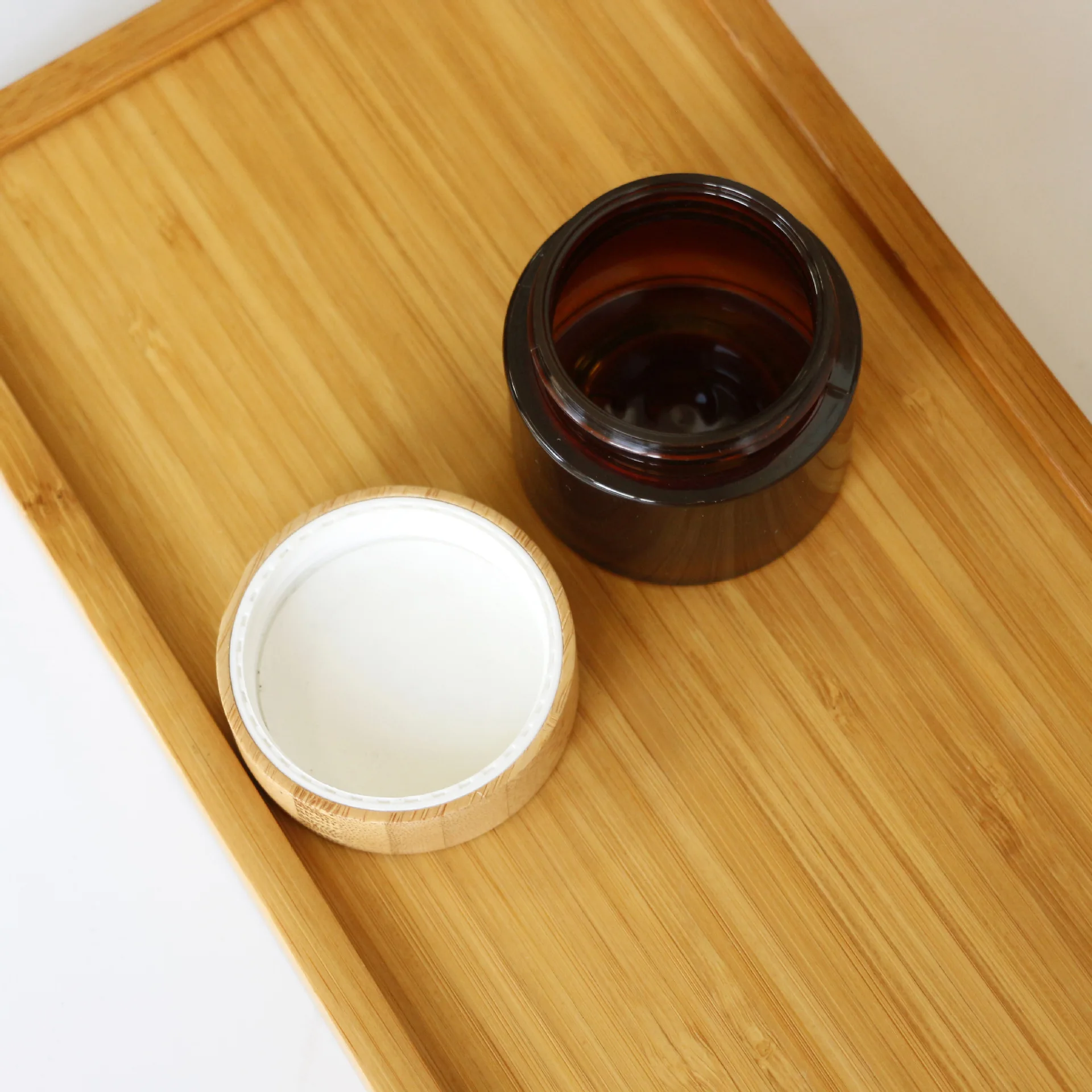 50ml 150ml 250ml 500ml Natural Made Bamboo Lid Clear Frost Amber Color PET Cream Body Scrub Butter Jar Packaging Wholesale