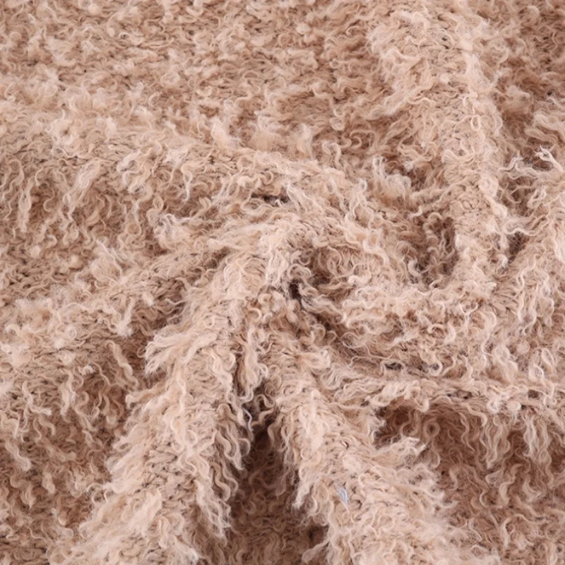 Heavy Weight 1500G Artificial Long High Pile Curly Rolled Solid Color Faux Fur Fleece Fabric For Lady Coat