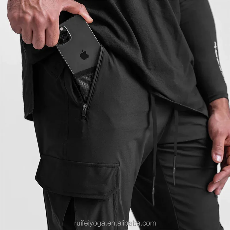 Wholesale Custom High Quality 4-Way Stretch Lightweight Track Sweat Pants Nylon Waterproof Blank Men Joggers Cargo Pants