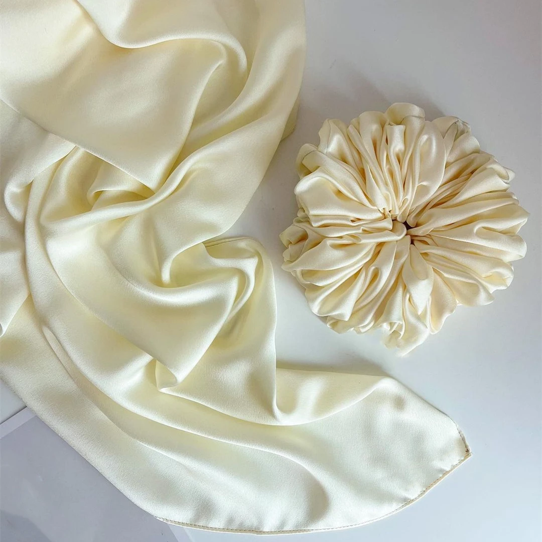big size satin crepe muslim scrunchie  scrunchies  hair scrunchies sik Hair Solid Color Simple Style hijab accessory