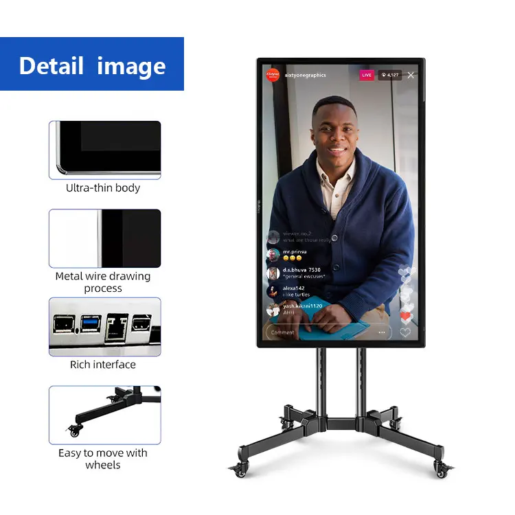 Bulldex Tiktok Facebook Ins Digital Radio Studio Broadcasting Live Streaming Equipment 32inch 43inch 50inch 55inch