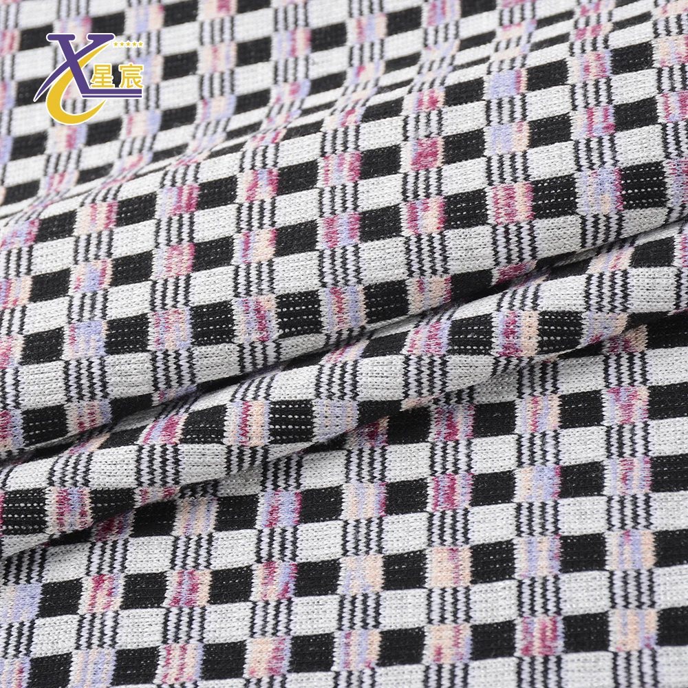 Professional knitted soft skin friendly fashion jacquard plaid men suiting tr fabric
