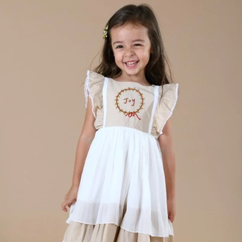 Wholesale pink Handmade embroidery dress kids remake dress for kids girls 2 to 14 years old baby dresses