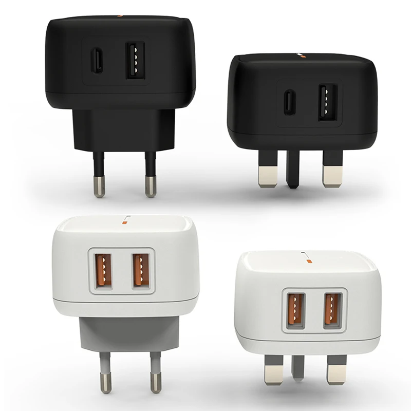 UK EU Plug 5V 2.4A Mobile Phone USB C Travel Fast Charger Wall Power Adapter For Iphone Dual Socket Ports Adapter Charger Head