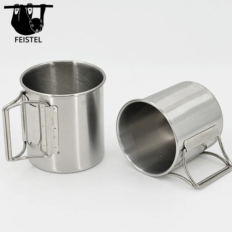 Feistel Ultralight Pure Titanium Mug 300ml Coffee Mug Outdoor Camping Titanium Cup Folding Handle