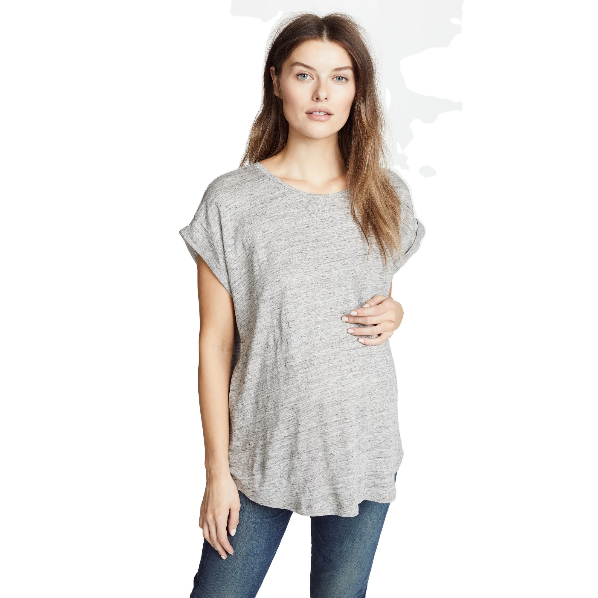 2021 summer women maternity blank t shirt The Linen Circle Tee