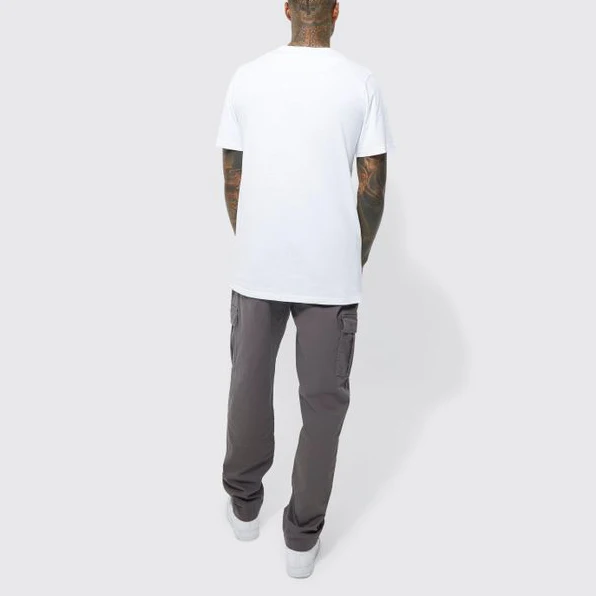 Good Quality Pima Cotton Men Longline Black Basic Slim Fit T Shirt Custom Brand Your Logo Fitted Tight Long Line Tshirt For Men