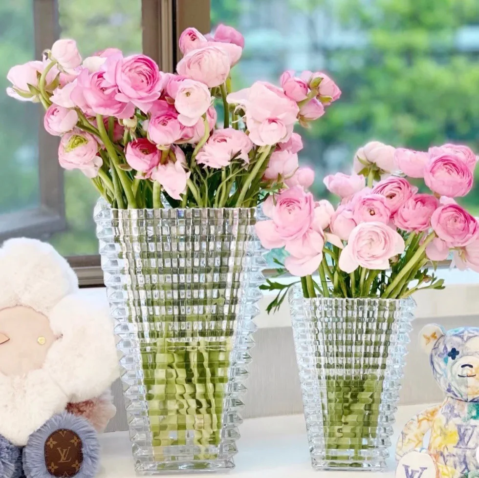 Nordic Light Luxury Net Red High-value Transparent Glass Vase Flowers Arrangement Desktop Decoration Crystal Vase