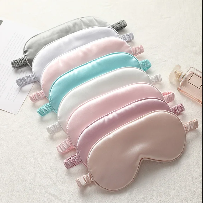 E001A новая Расслабляющая Удобная двухсторонняя светонепроницаемая розовая маска для сна с эластичной резинкой дышащая дорожная шелковая маска для сна