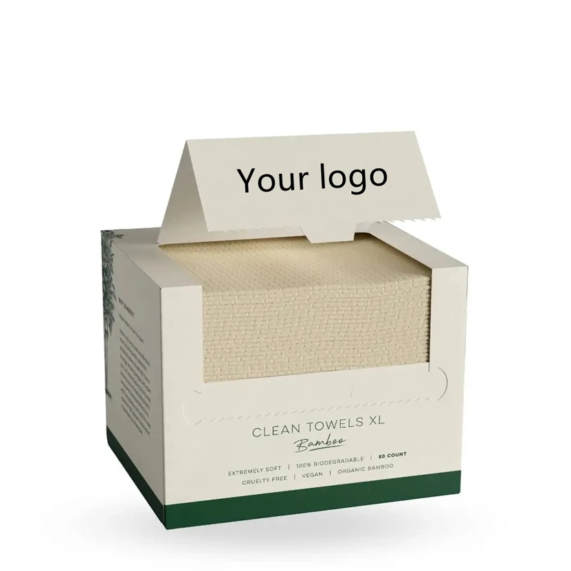 Bamboo Disposable Face Towel Biodegradable Large Dry Face Tissue 30 Count/1 Box Soft Clean Facial Towels