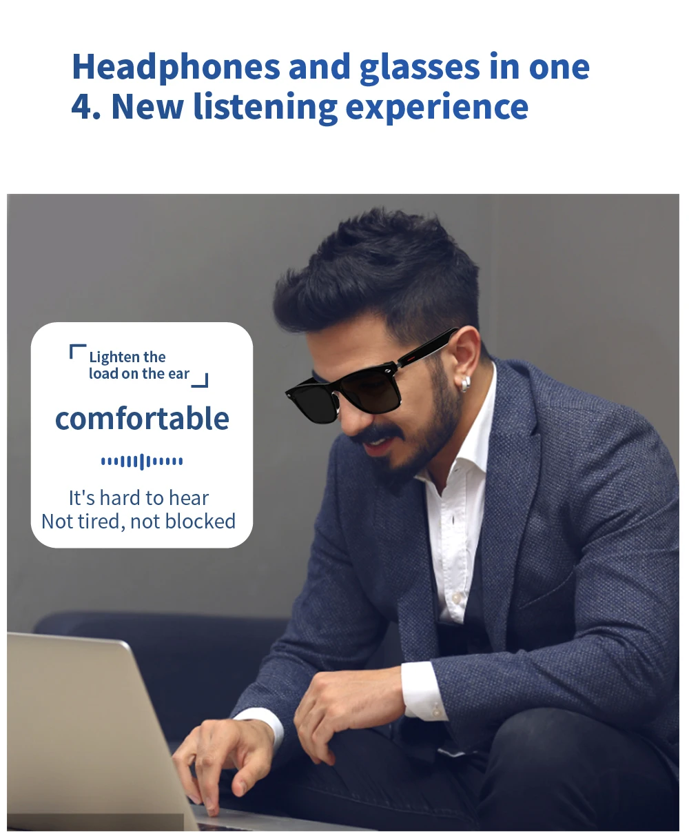 Designer sunglasses smart glasses listenable sunglasses smart glasses wireless smart bluetooth sunglasses