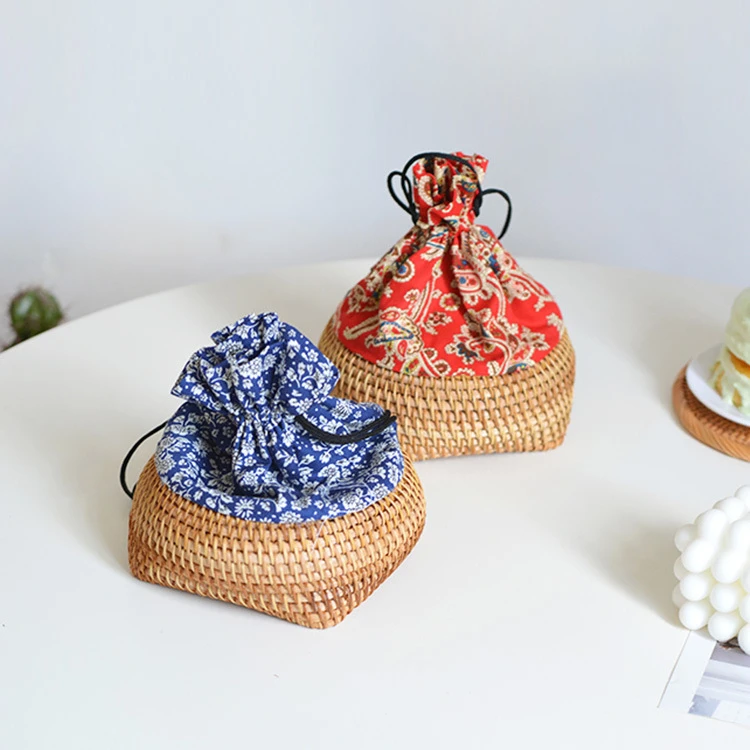 Nordic daily necessities rattan woven basket coffee table desktop living room sundries accessories storage box