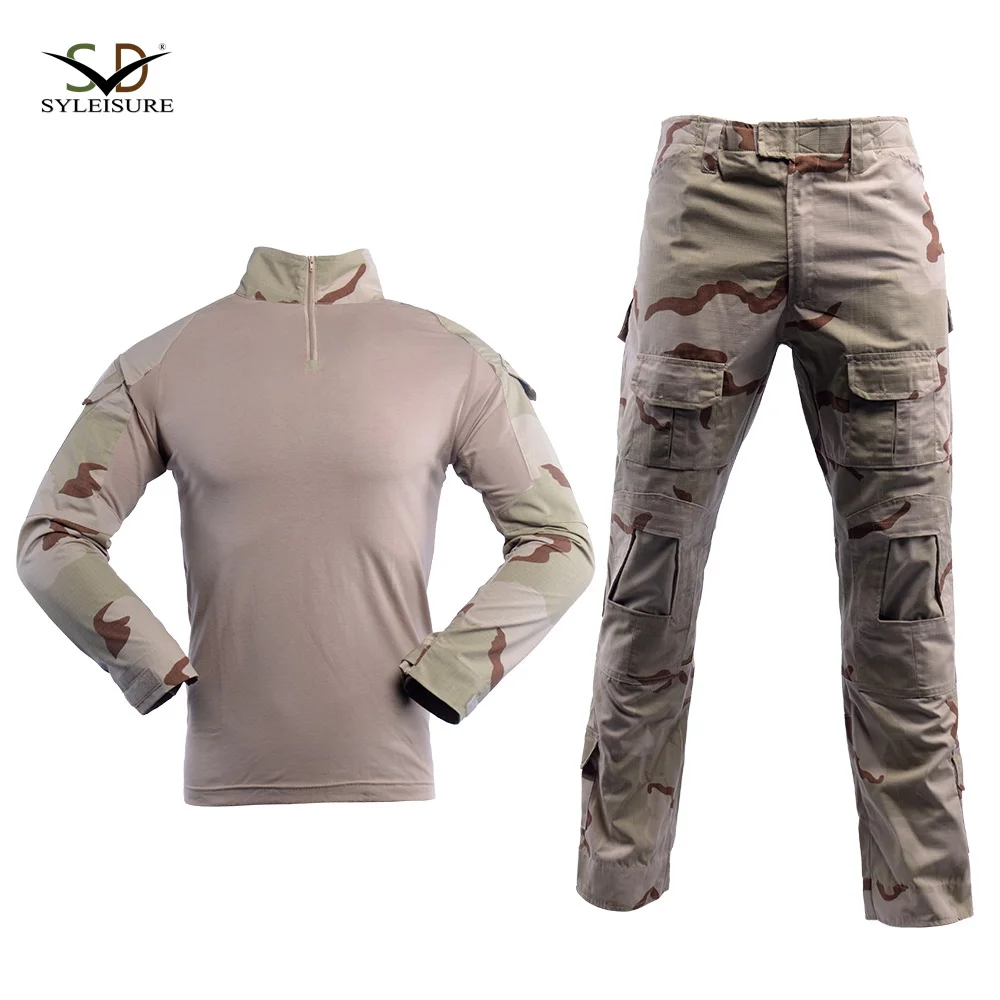 Tri-color desert camouflage G2 FROG tactical suit polyester cotton