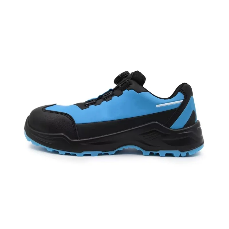 Unisex Blue Microfiber Upper Safety Work Shoes Anti Smashing Rotary Buckle Low-top Safety Boots for Construction