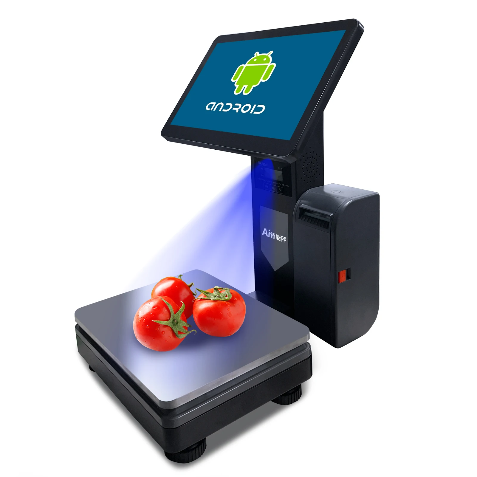 LICON Cashier Integrated label scale pos terminal AI recognition touch screen Android machine Android pos device weighing scale