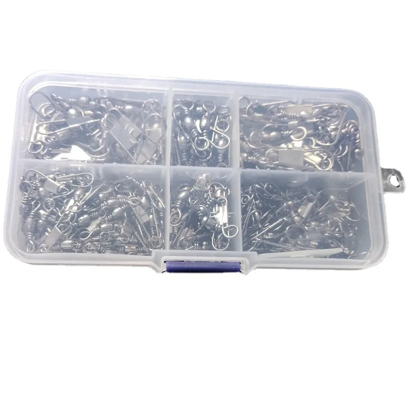 200pcs/box Fishing Swivel Crane Swivels Connector Rings Solid Alloy Snapping B-Type for Fishing Lure Accessories in store