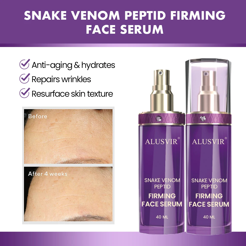 Private Label Luxury Face Skin Care Serum Repair Wrinkles Lifting Anti Aging Brightening Snake Venom Peptide Face Serum Facial
