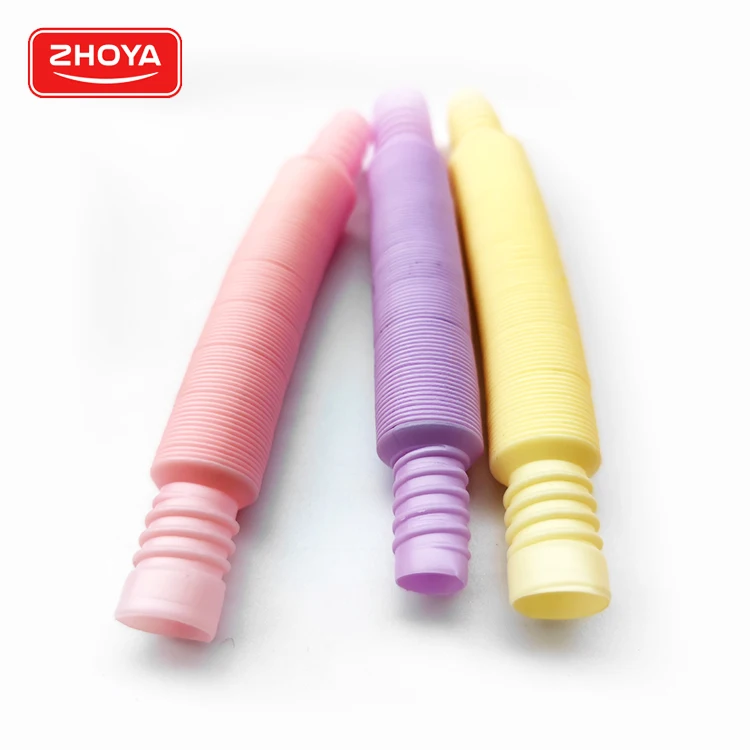 Amazon Hot Sale Funny Colorful Plastic Pop Fidget Tube Toys Sensory Pipe Pop Tubes Fidget Tube Telescopic Toys