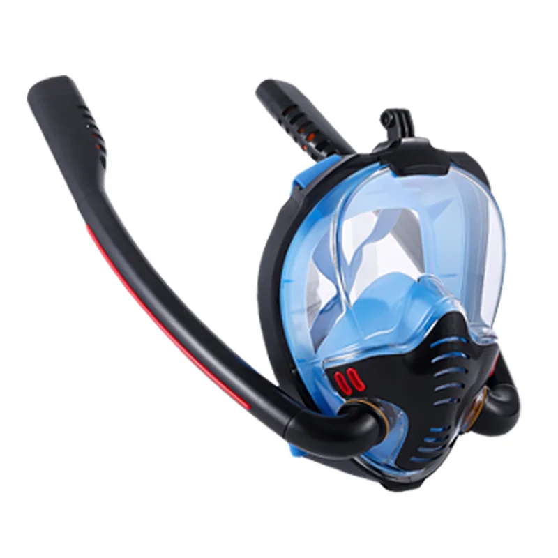 Double Breath Tube Diving Mask Full Face Snorkeling Mask Double Tube Snorkel Mask For Beach