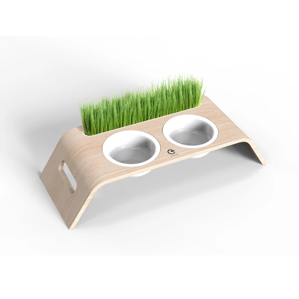 Creative Design Elevated Pet Bowls Cat Bowls with Pet Grass Planting Groove