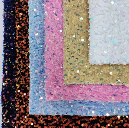 Elegant and beautiful Glitter Mesh Sequin Fabric Textile Embroidery Sequin Fabric For Wedding Party Dresses